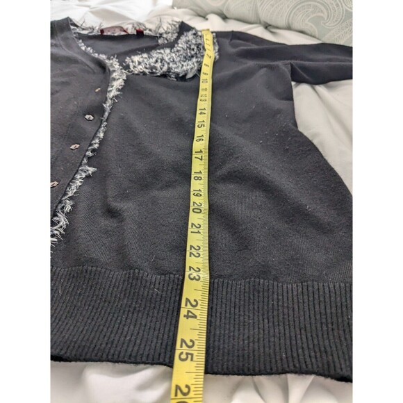 RED Brand Sweater Women's 2X Black V Neck Cardigan 3D Flowers Leopard Chiffon - Picture 13 of 13